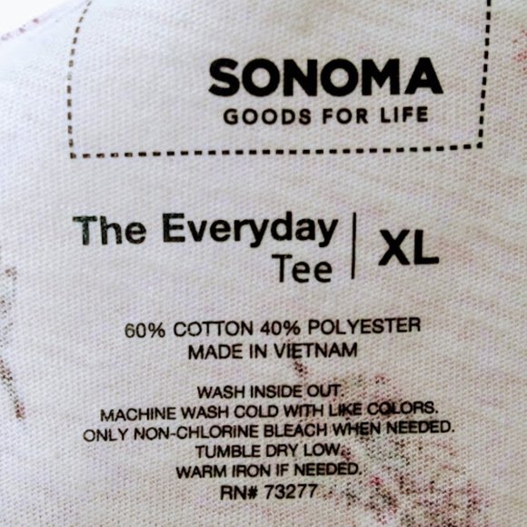 *SONOMA WOMEN'S TEE TOP LONG SLEEVE, PINK W/ FEATHERS - Picture 5 of 7